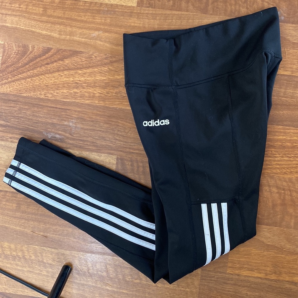 Adidas Media pocket tri stripe leggings climalite